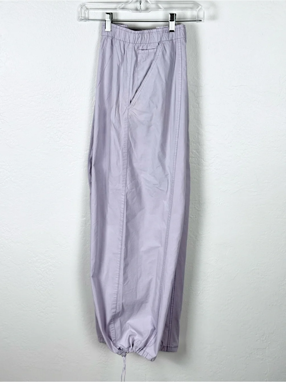 ZARA Lilac Cotton Parachute Cargo Pants Elastic Drawstring M Y2K Gorpcore Casual